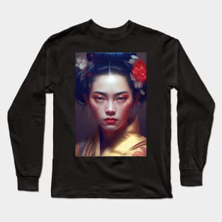 Japanese Geisha In Digital Art. Gift Idea For Japan Fans 6 Long Sleeve T-Shirt